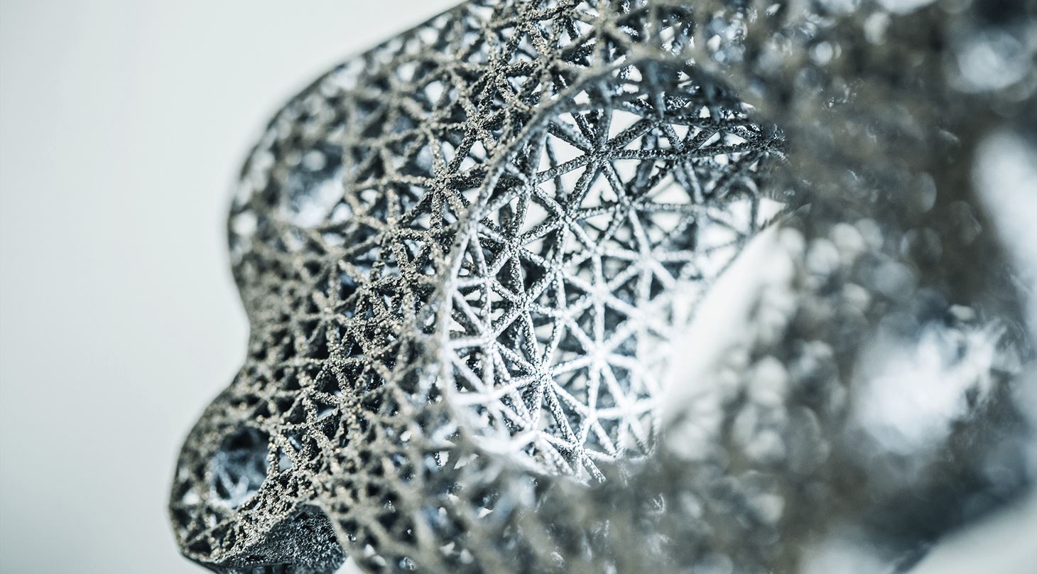 Close up af 3D-printet gitterstruktur